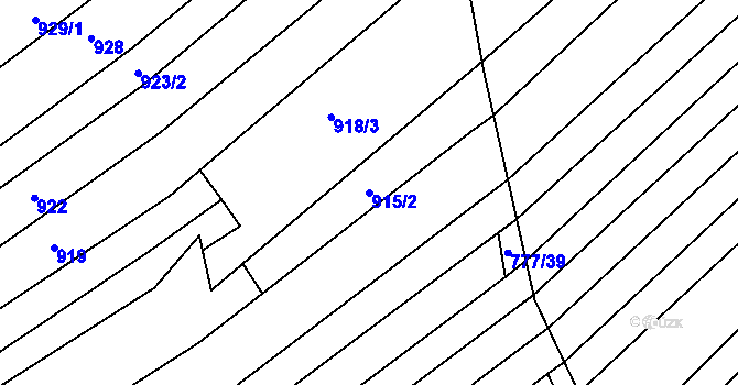 Parcela st. 915/2 v KÚ Těšov, Katastrální mapa