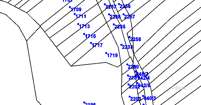 Parcela st. 951 v KÚ Těšov, Katastrální mapa