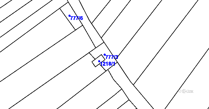 Parcela st. 777/3 v KÚ Těšov, Katastrální mapa