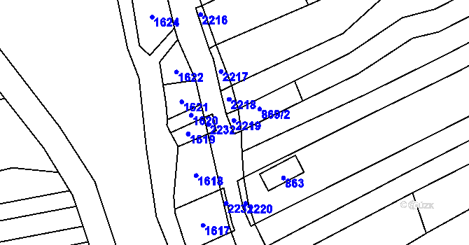 Parcela st. 778/40 v KÚ Těšov, Katastrální mapa