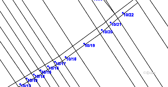 Parcela st. 10/19 v KÚ Těšov, Katastrální mapa