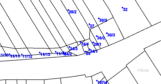 Parcela st. 24/4 v KÚ Těšov, Katastrální mapa