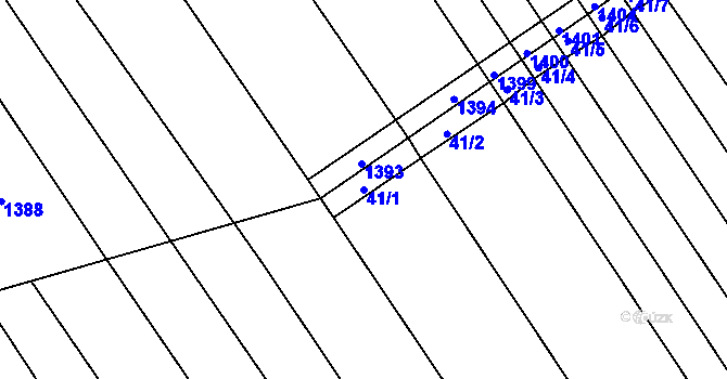 Parcela st. 41/1 v KÚ Těšov, Katastrální mapa