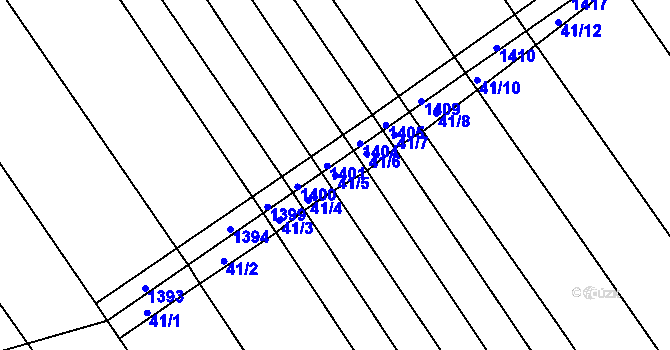 Parcela st. 41/5 v KÚ Těšov, Katastrální mapa