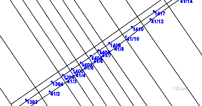 Parcela st. 41/7 v KÚ Těšov, Katastrální mapa