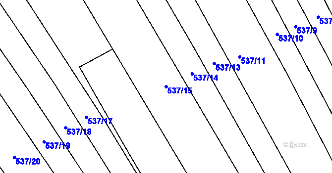 Parcela st. 537/15 v KÚ Těšov, Katastrální mapa
