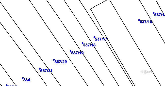 Parcela st. 537/18 v KÚ Těšov, Katastrální mapa
