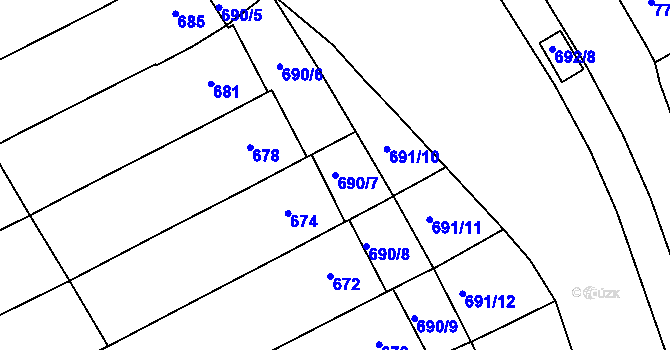 Parcela st. 690/7 v KÚ Těšov, Katastrální mapa