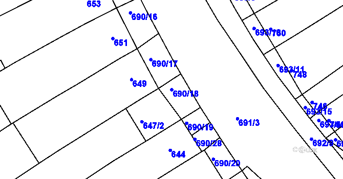 Parcela st. 690/18 v KÚ Těšov, Katastrální mapa
