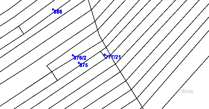 Parcela st. 777/21 v KÚ Těšov, Katastrální mapa