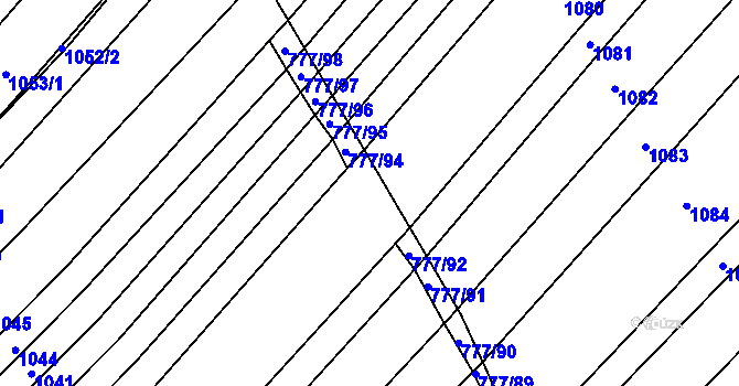 Parcela st. 777/93 v KÚ Těšov, Katastrální mapa