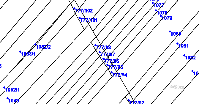 Parcela st. 777/97 v KÚ Těšov, Katastrální mapa