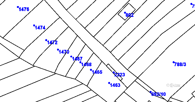 Parcela st. 778/14 v KÚ Těšov, Katastrální mapa