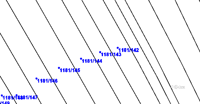 Parcela st. 1181/143 v KÚ Těšov, Katastrální mapa