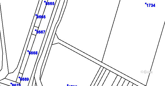 Parcela st. 1197/18 v KÚ Těšov, Katastrální mapa