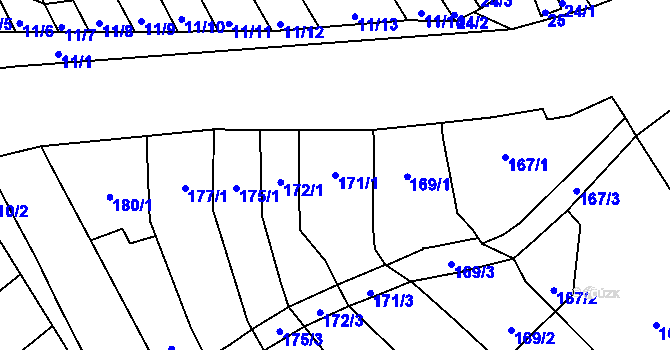 Parcela st. 171/1 v KÚ Těšov, Katastrální mapa