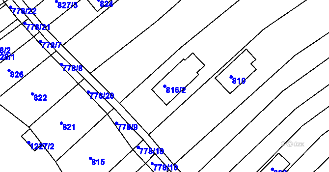 Parcela st. 816/2 v KÚ Těšov, Katastrální mapa