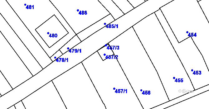 Parcela st. 457/2 v KÚ Těšov, Katastrální mapa