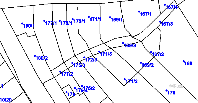 Parcela st. 171/3 v KÚ Těšov, Katastrální mapa