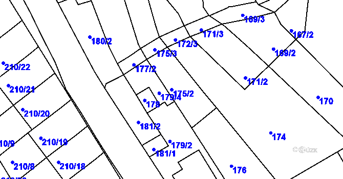 Parcela st. 175/2 v KÚ Těšov, Katastrální mapa