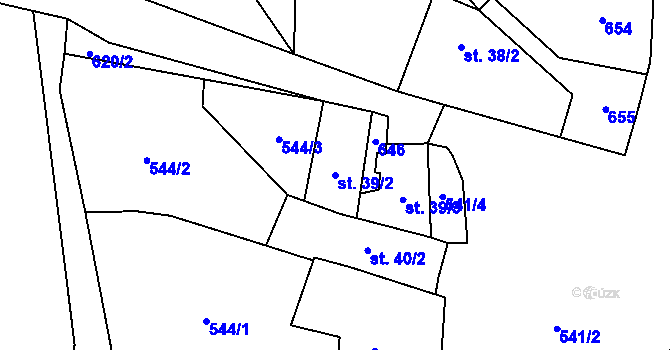 Parcela st. 39/2 v KÚ Běleč u Těšovic, Katastrální mapa