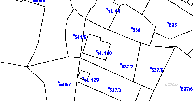 Parcela st. 110 v KÚ Běleč u Těšovic, Katastrální mapa