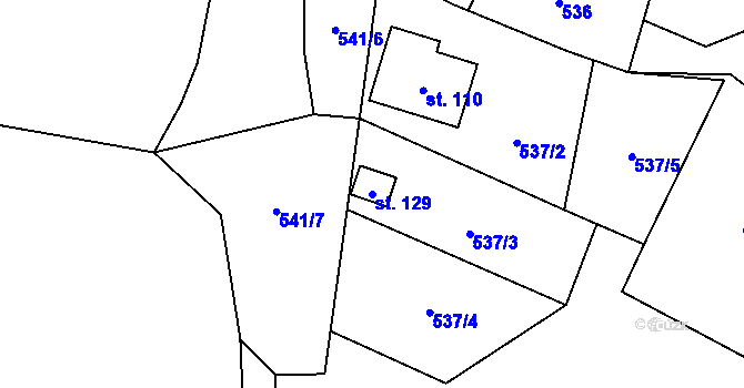 Parcela st. 129 v KÚ Běleč u Těšovic, Katastrální mapa