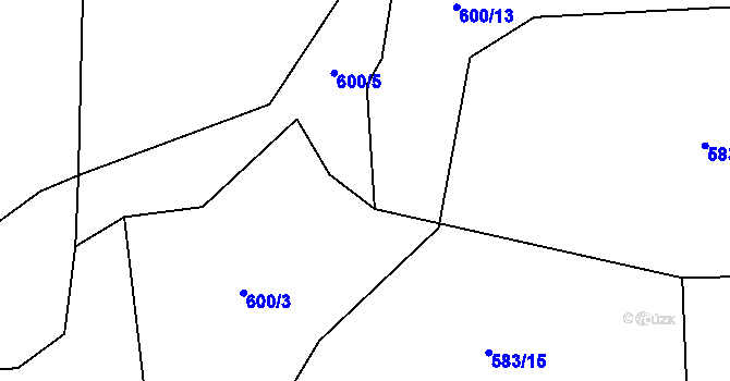 Parcela st. 600/14 v KÚ Běleč u Těšovic, Katastrální mapa