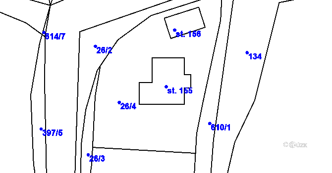 Parcela st. 155 v KÚ Běleč u Těšovic, Katastrální mapa