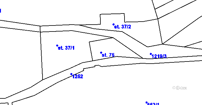 Parcela st. 75 v KÚ Těšovice u Prachatic, Katastrální mapa