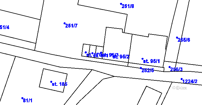 Parcela st. 95/3 v KÚ Těšovice u Prachatic, Katastrální mapa