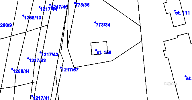 Parcela st. 158 v KÚ Těšovice u Prachatic, Katastrální mapa