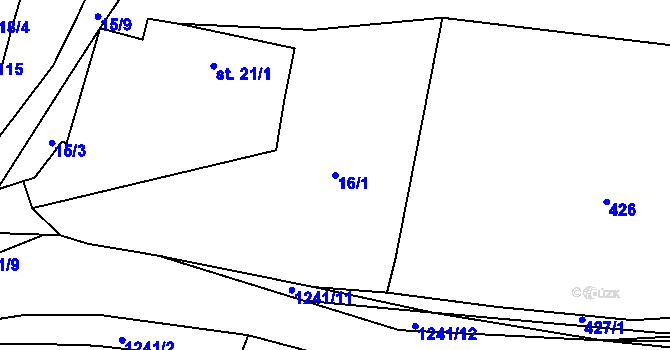 Parcela st. 16/1 v KÚ Těšovice u Prachatic, Katastrální mapa
