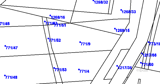 Parcela st. 771/9 v KÚ Těšovice u Prachatic, Katastrální mapa