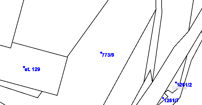 Parcela st. 773/9 v KÚ Těšovice u Prachatic, Katastrální mapa