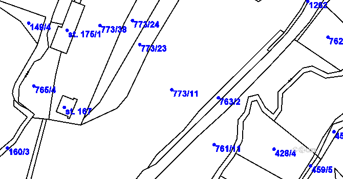 Parcela st. 773/11 v KÚ Těšovice u Prachatic, Katastrální mapa