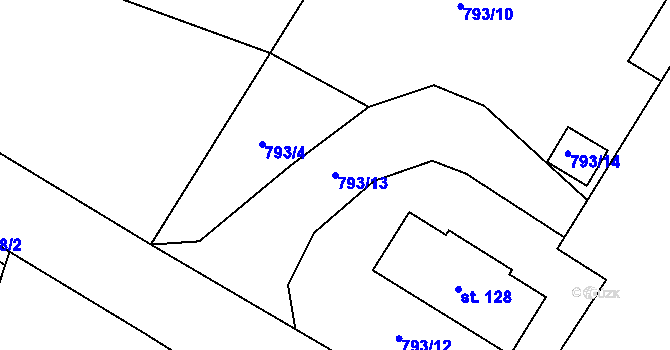 Parcela st. 793/13 v KÚ Těšovice u Prachatic, Katastrální mapa