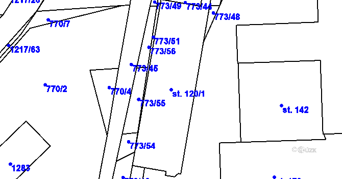 Parcela st. 120/1 v KÚ Těšovice u Prachatic, Katastrální mapa