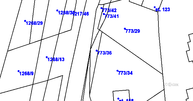 Parcela st. 773/36 v KÚ Těšovice u Prachatic, Katastrální mapa