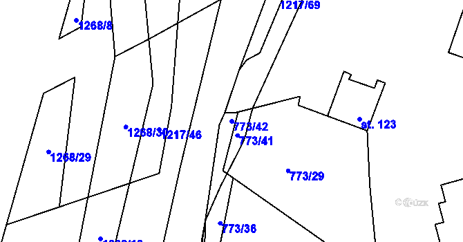Parcela st. 773/42 v KÚ Těšovice u Prachatic, Katastrální mapa