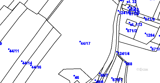 Parcela st. 44/17 v KÚ Těšovice u Prachatic, Katastrální mapa
