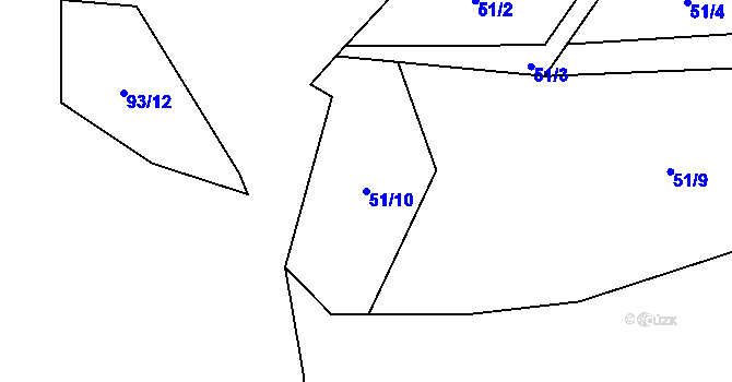 Parcela st. 51/10 v KÚ Těšovice u Prachatic, Katastrální mapa