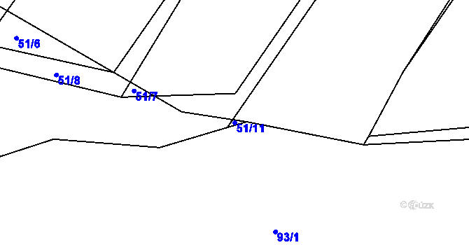 Parcela st. 51/11 v KÚ Těšovice u Prachatic, Katastrální mapa