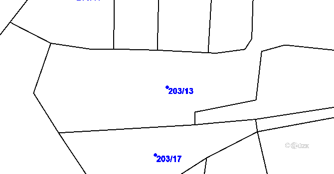 Parcela st. 203/13 v KÚ Těšovice u Prachatic, Katastrální mapa