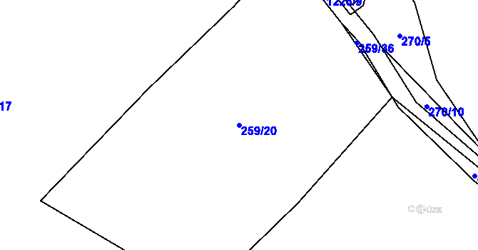 Parcela st. 259/20 v KÚ Těšovice u Prachatic, Katastrální mapa
