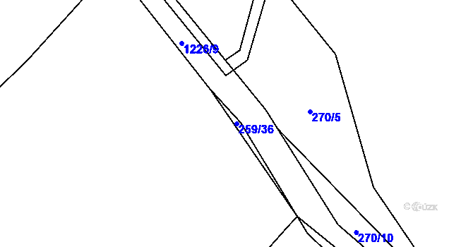 Parcela st. 259/36 v KÚ Těšovice u Prachatic, Katastrální mapa