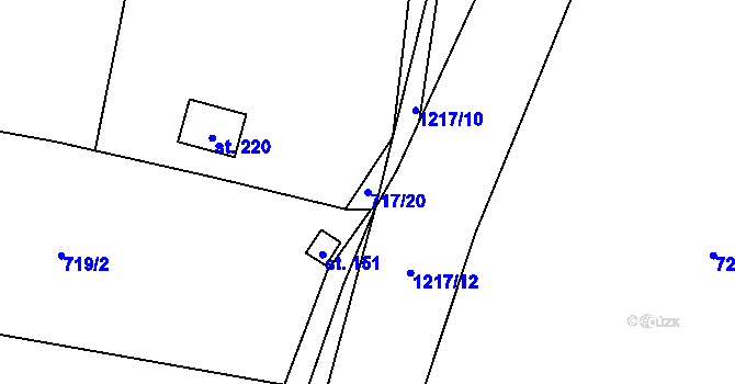Parcela st. 717/20 v KÚ Těšovice u Prachatic, Katastrální mapa