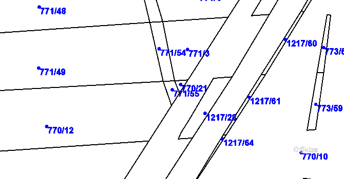 Parcela st. 771/55 v KÚ Těšovice u Prachatic, Katastrální mapa