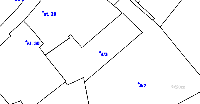 Parcela st. 4/3 v KÚ Těšovice u Prachatic, Katastrální mapa