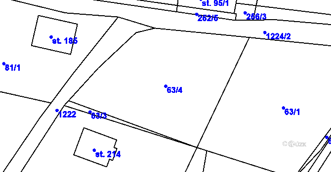 Parcela st. 63/4 v KÚ Těšovice u Prachatic, Katastrální mapa